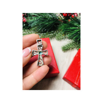 925 Sterling Silver Turquoise Cross Pendant