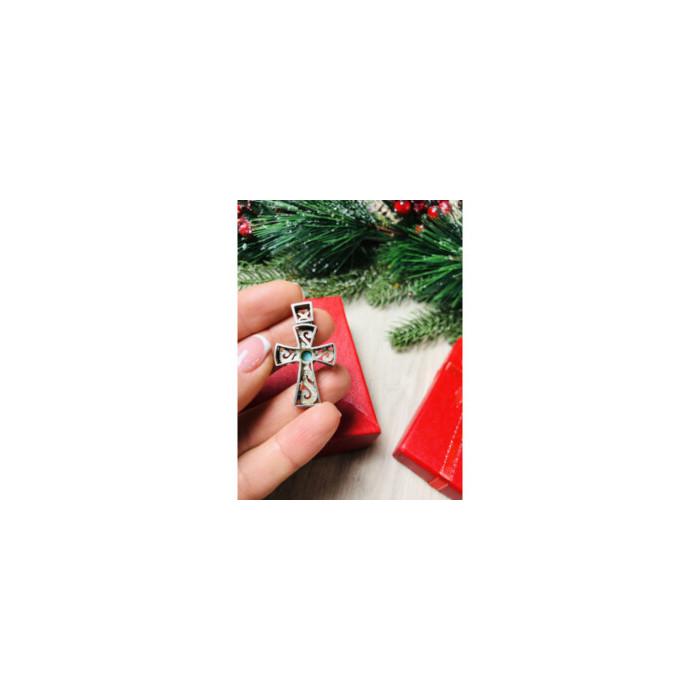 925 Sterling Silver Turquoise Cross Pendant