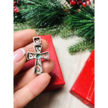 925 Sterling Silver Turquoise Cross Pendant