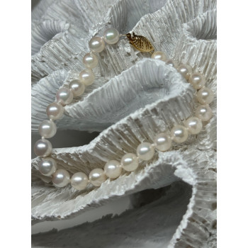 14K YELLOW GOLD CLASP FRESH WATER PEARL BRACELET 7 Inch