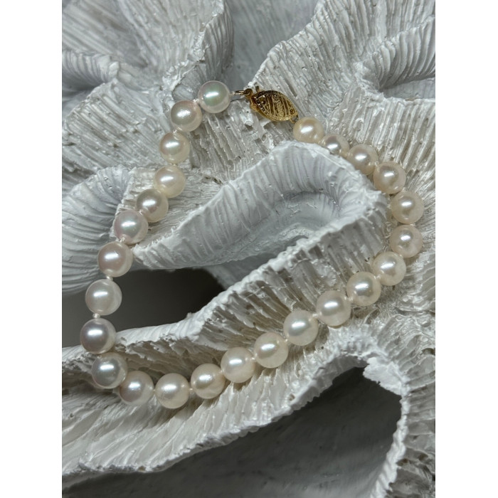 14K YELLOW GOLD CLASP FRESH WATER PEARL BRACELET 7 Inch