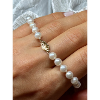 14K YELLOW GOLD CLASP FRESH WATER PEARL BRACELET 7 Inch