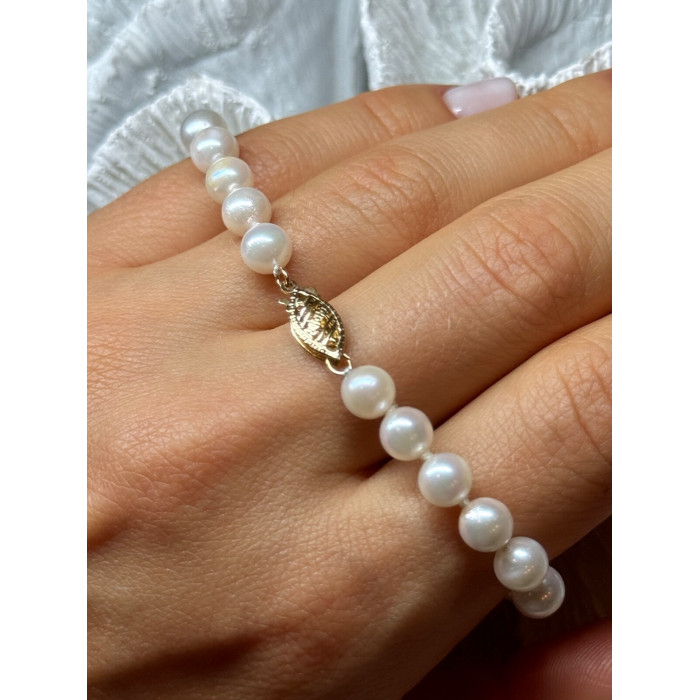 14K YELLOW GOLD CLASP FRESH WATER PEARL BRACELET 7 Inch