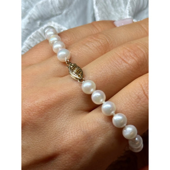 14K YELLOW GOLD CLASP FRESH WATER PEARL BRACELET 7 Inch