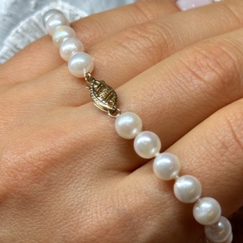 14K Yellow Gold Clasp Fresh Water Pearl Bracelet 7 Inch