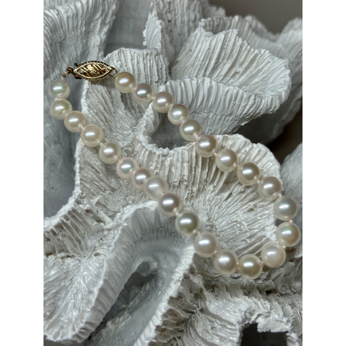 14K YELLOW GOLD CLASP FRESH WATER PEARL BRACELET 7 Inch