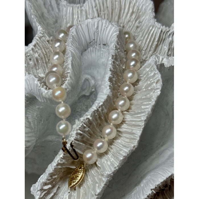 14K YELLOW GOLD CLASP FRESH WATER PEARL BRACELET 7 Inch