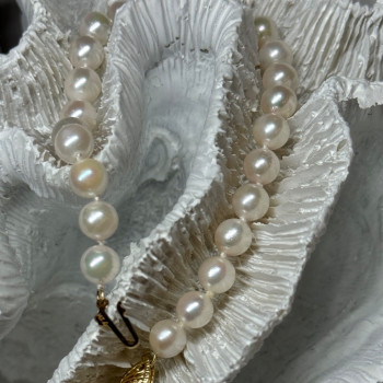 14K Yellow Gold Clasp Fresh Water Pearl Bracelet 7 Inch