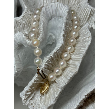 14K YELLOW GOLD CLASP FRESH WATER PEARL BRACELET 7 Inch