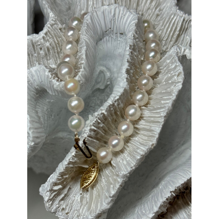 14K YELLOW GOLD CLASP FRESH WATER PEARL BRACELET 7 Inch