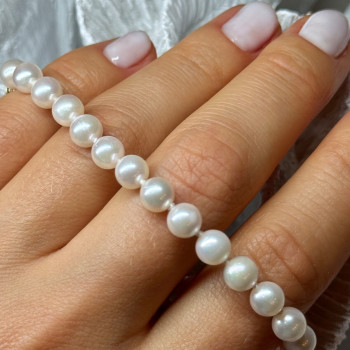 14K Yellow Gold Clasp Fresh Water Pearl Bracelet 7 Inch