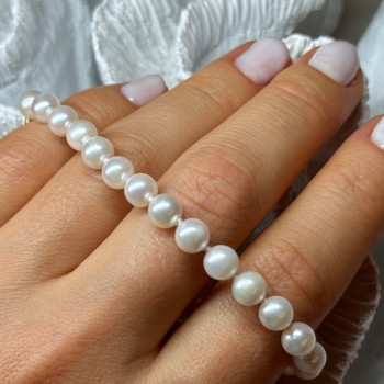 14K Yellow Gold Clasp Fresh Water Pearl Bracelet 7 Inch