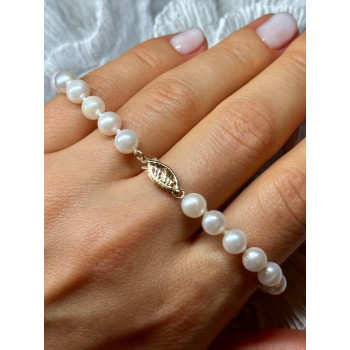 14K YELLOW GOLD CLASP FRESH WATER PEARL BRACELET 7 Inch