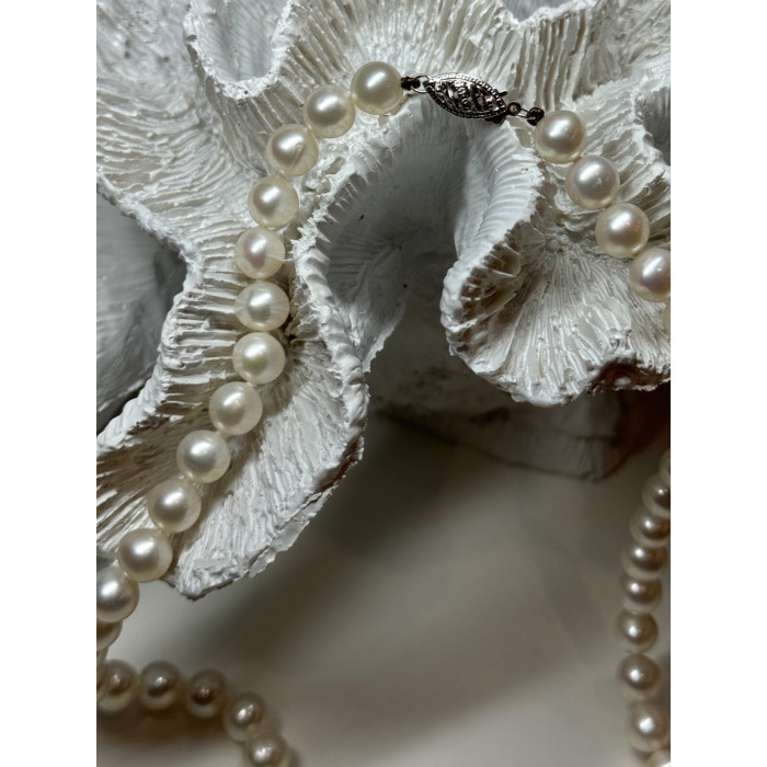 14K WHITE GOLD CLASP FRESH WATER PEARL NECKLACE 18 Inch