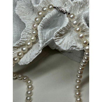 14K WHITE GOLD CLASP FRESH WATER PEARL NECKLACE 18 Inch