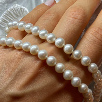 14K White Gold Clasp Fresh Water Pearl Necklace 18 Inch