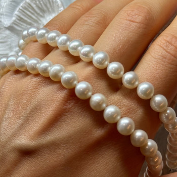 14K White Gold Clasp Fresh Water Pearl Necklace 18 Inch