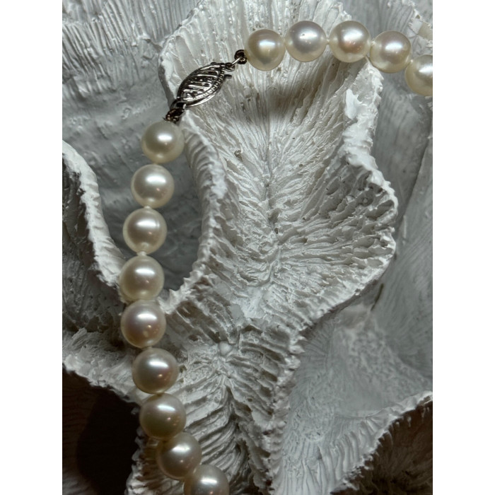 14K WHITE GOLD CLASP FRESH WATER PEARL NECKLACE 18 Inch