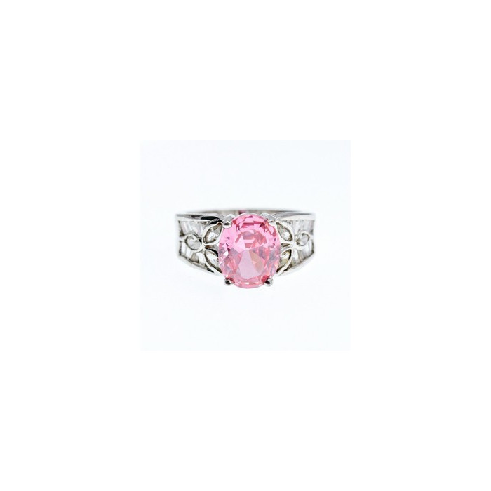 925 Sterling Silver Pink & White CZ Ring Size 8