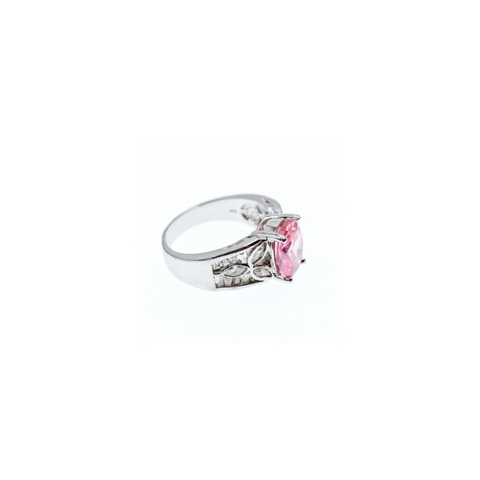 925 Sterling Silver Pink & White CZ Ring Size 8