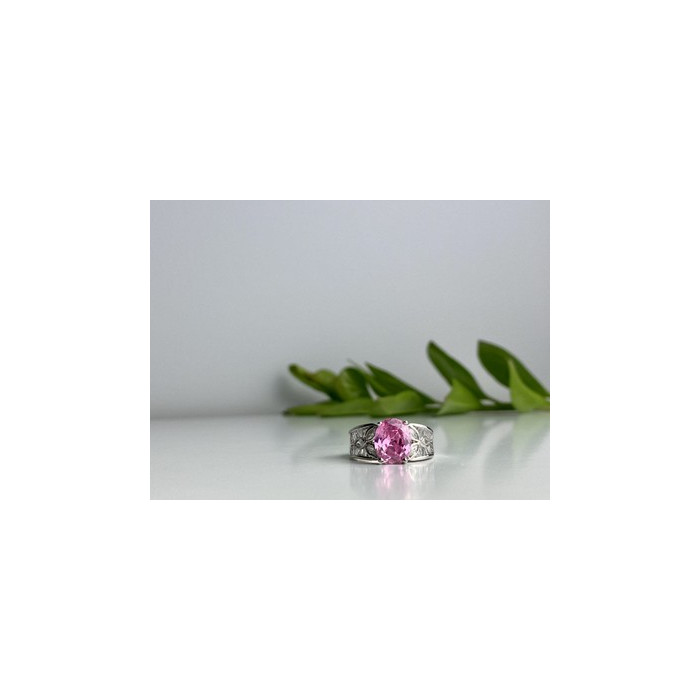 925 Sterling Silver Pink & White CZ Ring Size 8