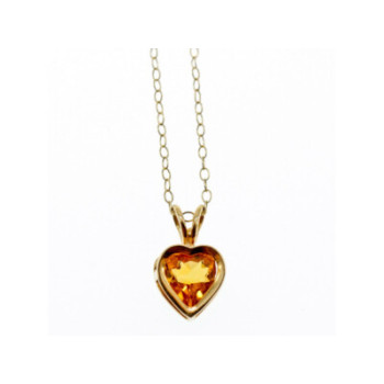 14K YELLOW GOLD HELIODOR HEART CHAIN WITH PENDANT