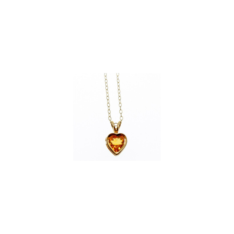14K YELLOW GOLD HELIODOR HEART CHAIN WITH PENDANT