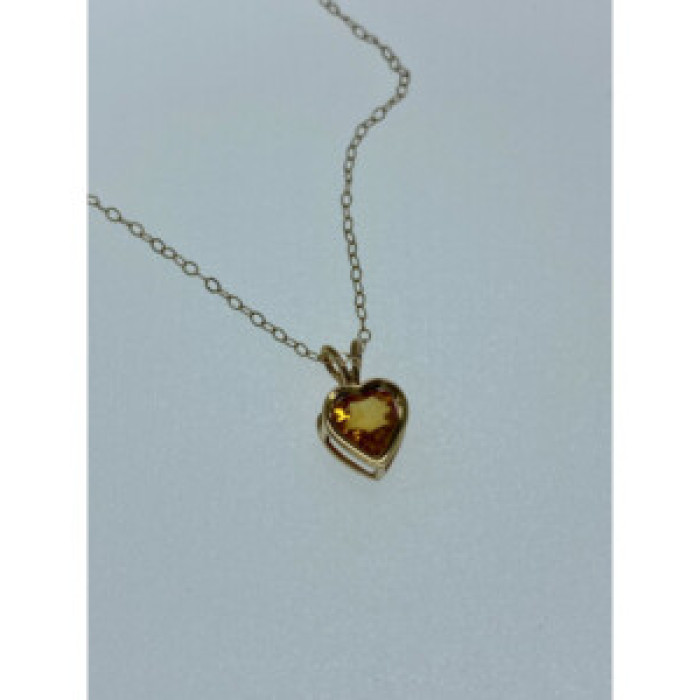 14K Yellow Gold Heliodor Heart Chain With Pendant