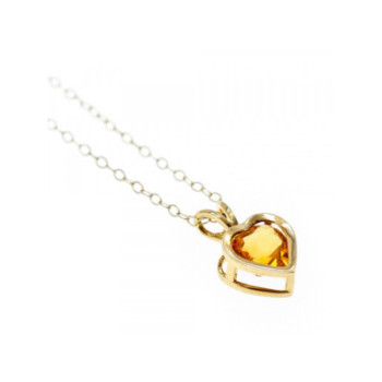 14K YELLOW GOLD HELIODOR HEART CHAIN WITH PENDANT