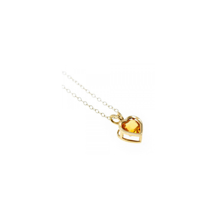 14K YELLOW GOLD HELIODOR HEART CHAIN WITH PENDANT
