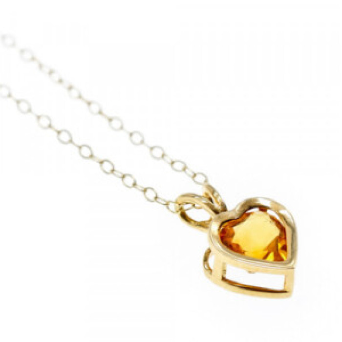 14K Yellow Gold Heliodor Heart Chain With Pendant