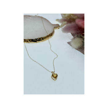 14K YELLOW GOLD HELIODOR HEART CHAIN WITH PENDANT