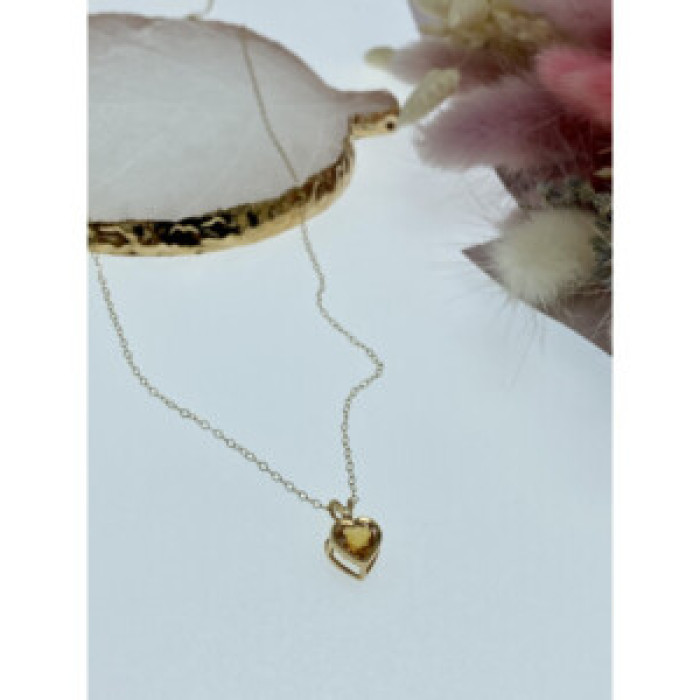 14K Yellow Gold Heliodor Heart Chain With Pendant