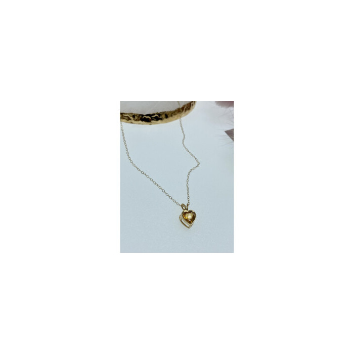 14K YELLOW GOLD HELIODOR HEART CHAIN WITH PENDANT