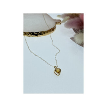 14K YELLOW GOLD HELIODOR HEART CHAIN WITH PENDANT
