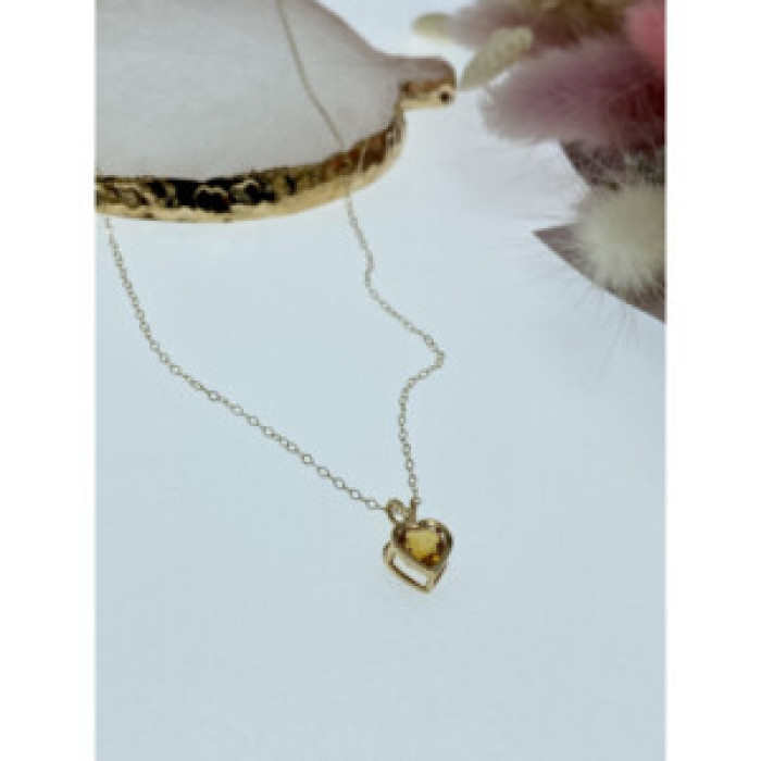14K Yellow Gold Heliodor Heart Chain With Pendant