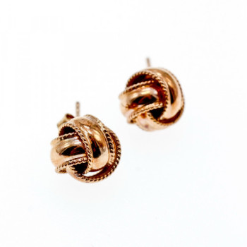 925 Sterling Silver Copper Plated Stud Earrings Italy
