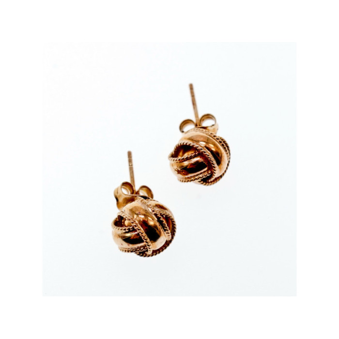 925 Sterling Silver Copper Plated Stud Earrings Italy