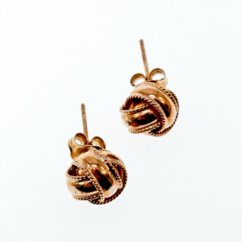 925 Sterling Silver Copper Plated Stud Earrings Italy