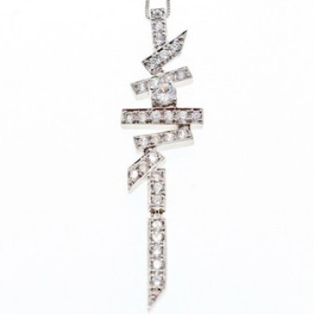 925 Sterling Silver CZ Chain With Pendant Italy