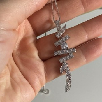 925 Sterling Silver CZ Chain With Pendant Italy