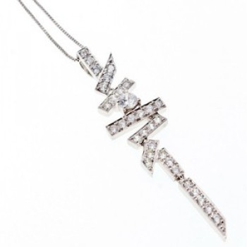 925 Sterling Silver CZ Chain With Pendant Italy
