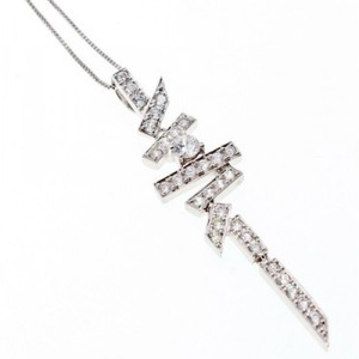 925 Sterling Silver CZ Chain With Pendant Italy