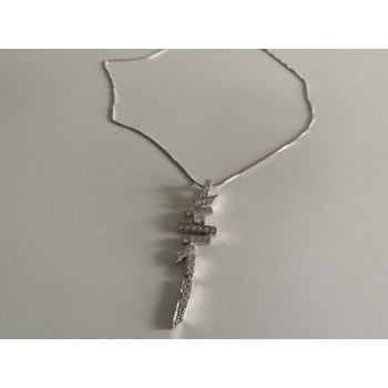 925 Sterling Silver CZ Chain with Pendant Italy