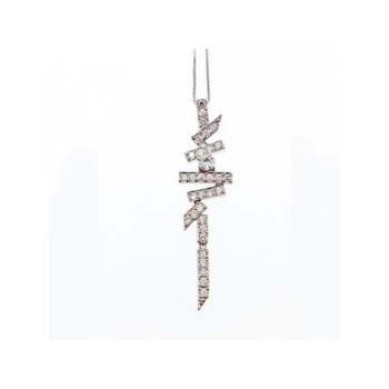 925 Sterling Silver CZ Chain with Pendant Italy