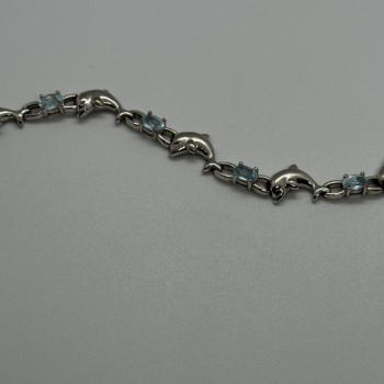 925 Sterling Silver Topaz Dolphin Bracelet