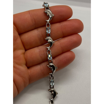 925 STERLING SILVER  TOPAZ DOLPHIN BRACELET