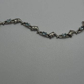 925 Sterling Silver Topaz Dolphin Bracelet