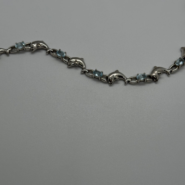 925 Sterling Silver Topaz Dolphin Bracelet