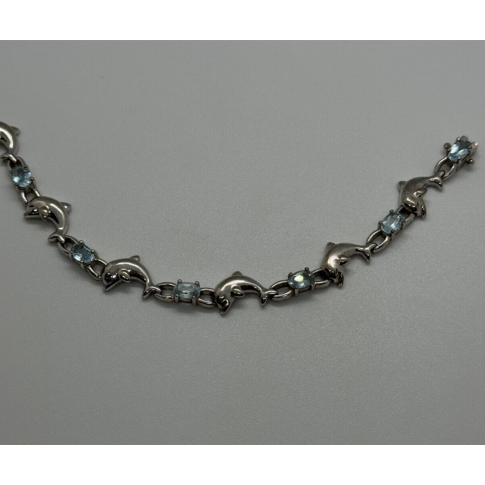 925 STERLING SILVER  TOPAZ DOLPHIN BRACELET